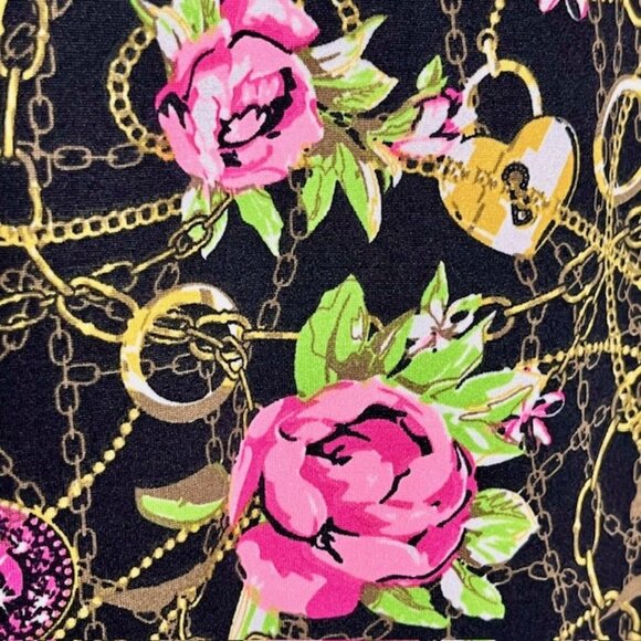 Betsey Johnson Secret Garden Top Roses Gold Rings Hearts - Black/Pink - L - Picture 8 of 10